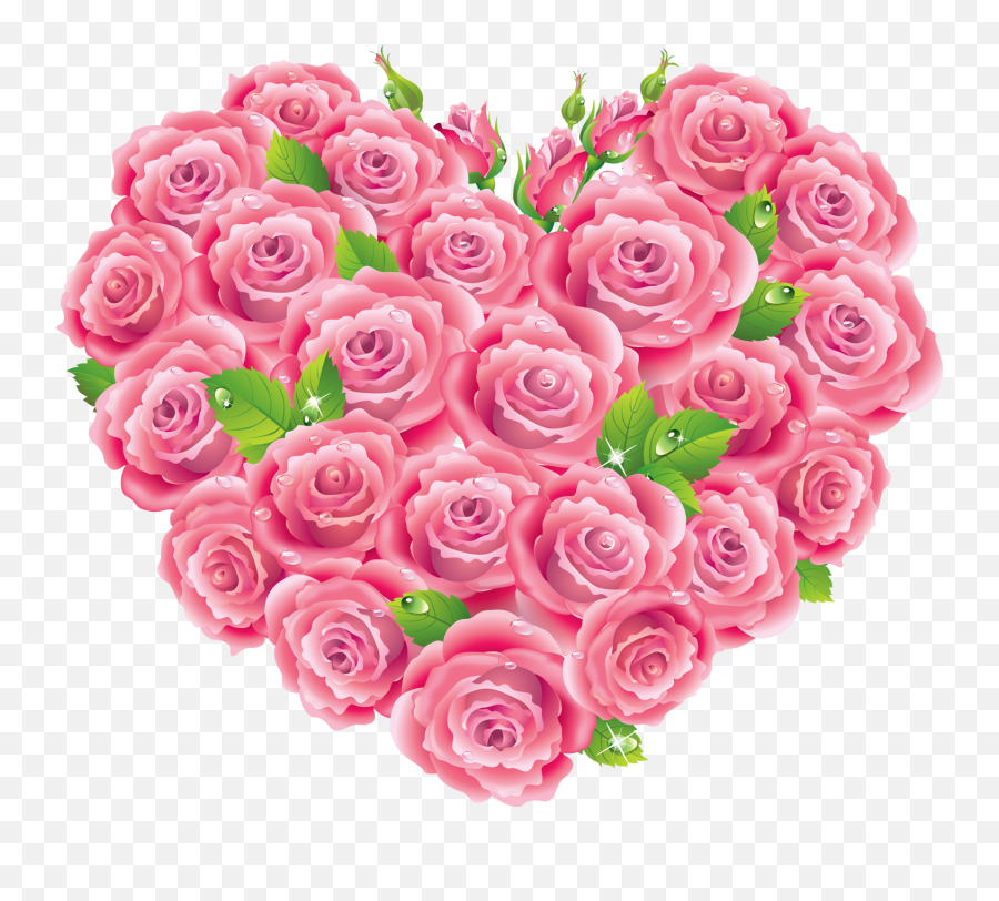 Pink Roses Heart Clipart - Heart Pink Flower Png,Rose Heart Png