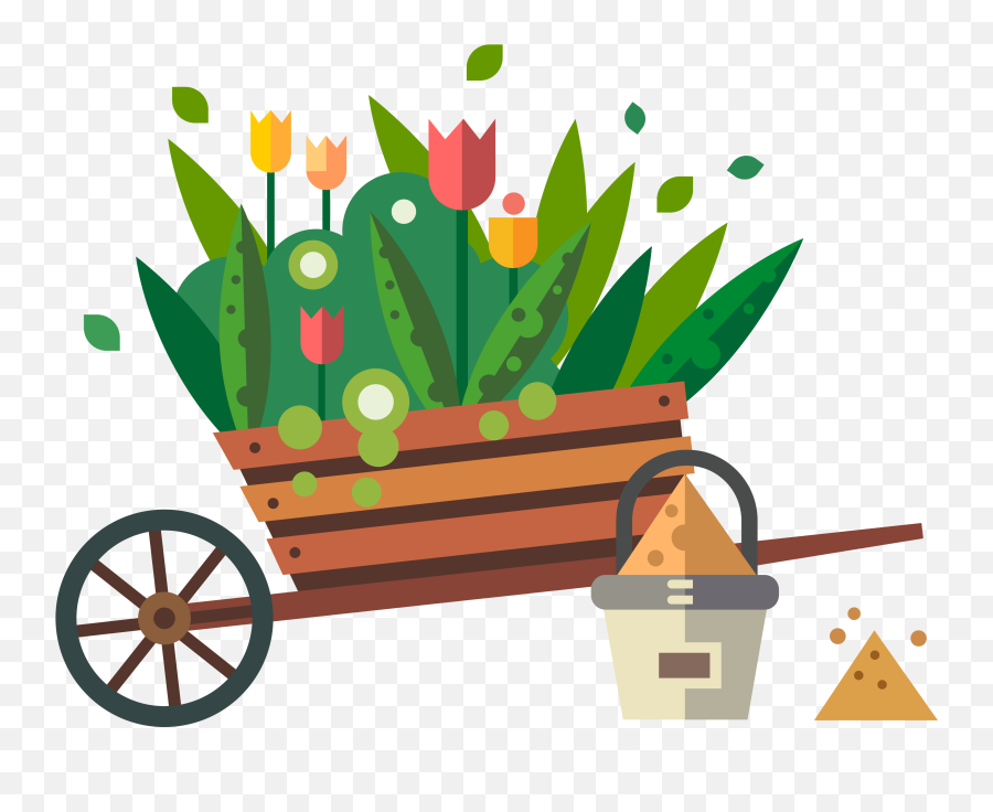Clip Art Free Stock Garden Shipping Flowers Transprent - Flat Garden Vector Png,Flower Cartoon Png