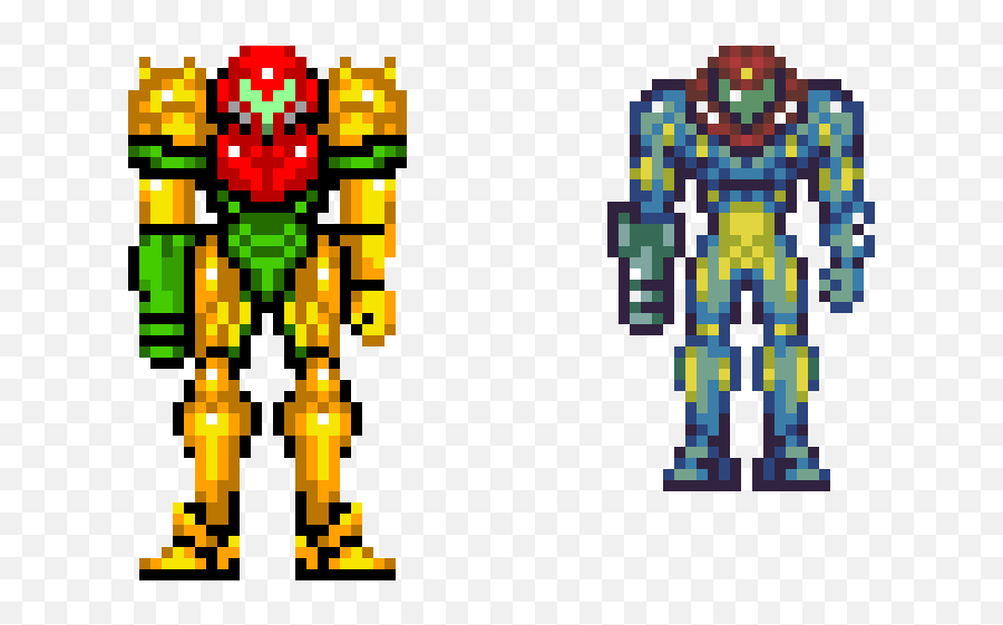 Download Hd Metroid - Fusion Suit Samus Sprite Transparent Super Metroid Pixel Art Png,Metroid Logo Png