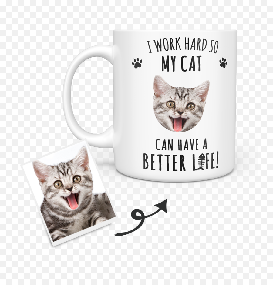 Personalized Cat Mug - Custom Pet Mug Cat Face Mug I Work Hard So My Cat Can Have A Better Life Mug Png,Cat Face Transparent Background