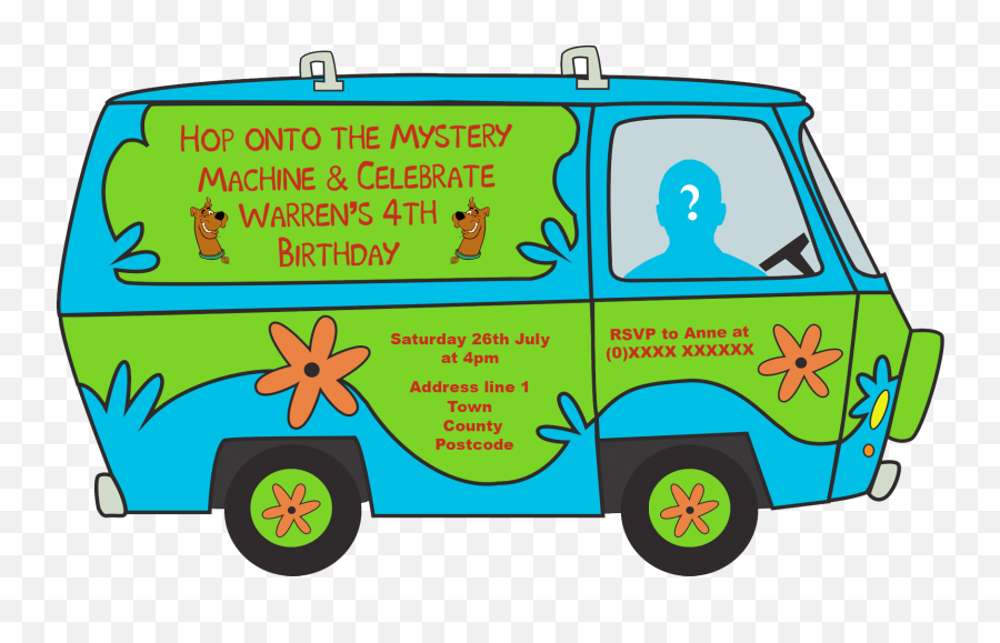 Scooby Doo Birthday Invitation - Scooby Doo Birthday Invitation Png,Mystery Machine Png