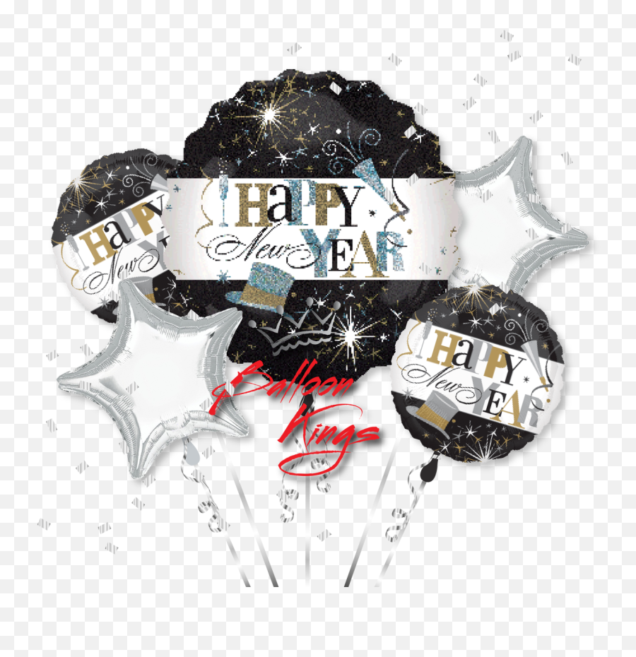 Happy New Years Eve Bouquet D - Happy New Year Balloon Png,Silver Balloons Png