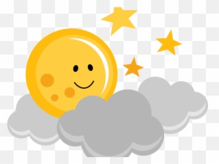 Download Hd Cloud Clipart Cute - Cute Moon And Stars Clipart Cute Moon Cartoon Png,Stars Clipart Transparent