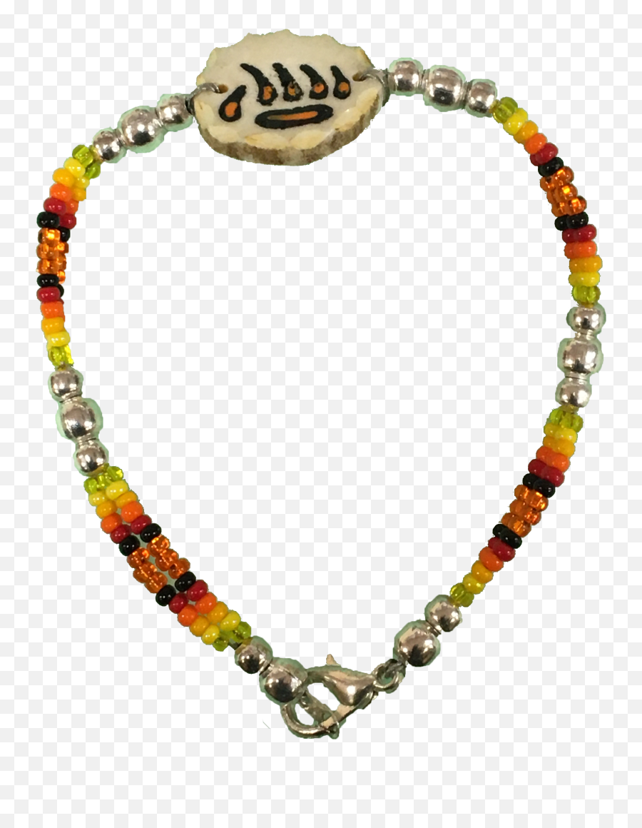 Elkhorn Bone - Carved Bracelet With Orange Bear Claw U0026 Opaque Orange Beads Solid Png,Bear Claw Png