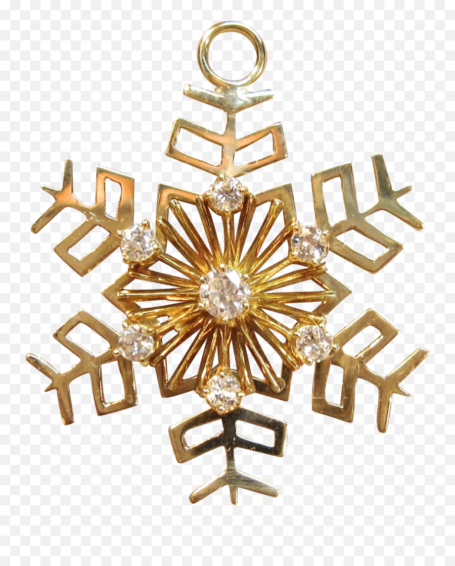 Timeless Diamond Snowflake Pendant In 14k Yellow Gold Png Snowflakes