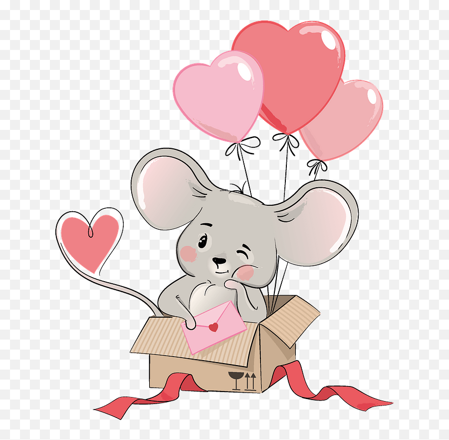 Cute Mouse In Gift Box Clipart Free Download Transparent - Cartoon Clipart Cute Mouse Png,Gift Boxes Png