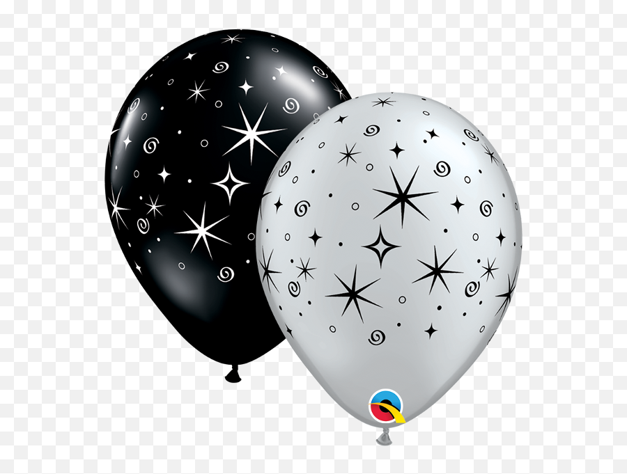 Silver Balloons Png - 12579 11u2033 Sparkles U0026 Stars Silver Pink Baby Girl Balloons,Black Balloons Png