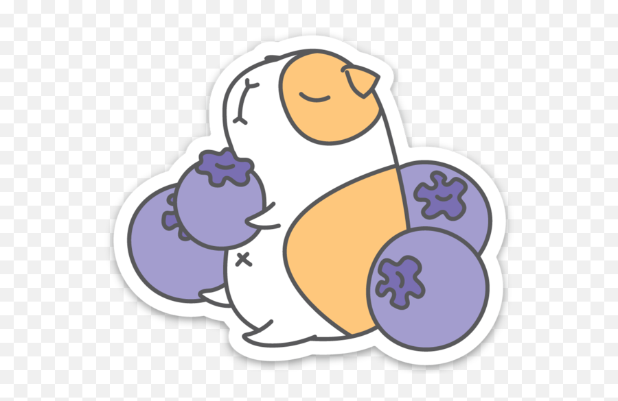 G - Uinea Pig With Blueberries Vinyl Sticker Kawaii Redbubble Stickers Cute Png,Guinea Pig Png