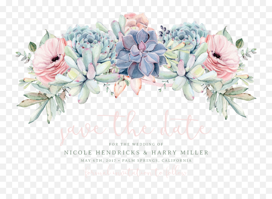 Sweet Succulents Save The Date Rose - Save The Date Wedding Invite Png,Save The Date Png