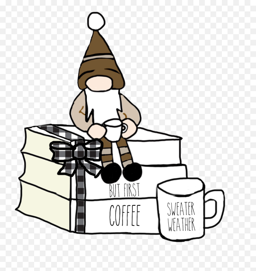 But First Coffee Gnome Book Stack Die Cut - Cartoon Png,Book Stack Png