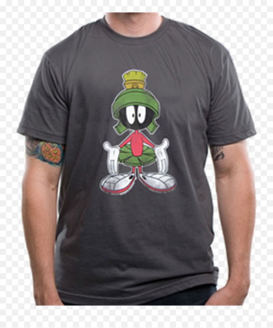 Marvin Martian Charcoal T - Shirt By Looney Tunes Cartoon Png,Marvin The Martian Png