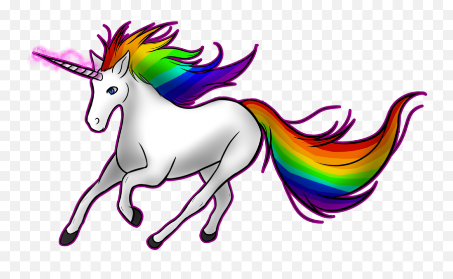 Unicorn Horn Rainbow Clip Art - Running The Horse Png Unicorn Running On Rainbow,Unicorn Clipart Png