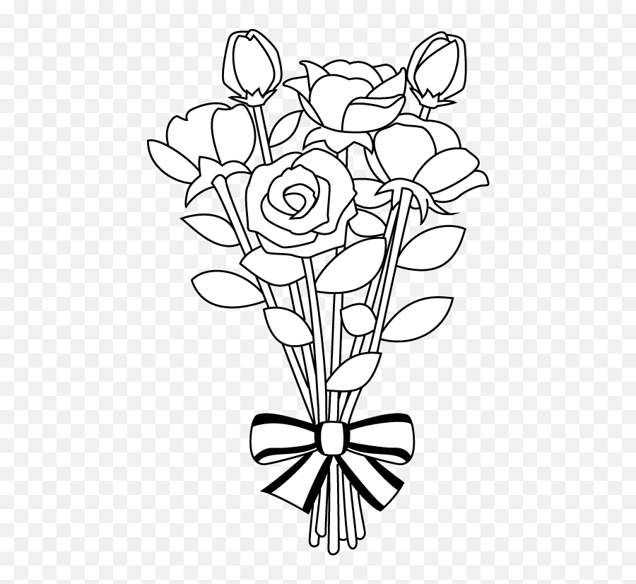 Download Free Png Rose Bouquet Black And White - Dlpngcom Flower Bouquet Clipart Black And White,Bouquet Png