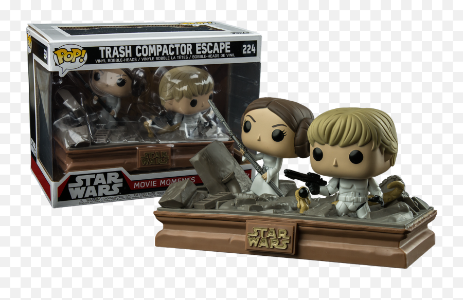 Star Wars - Princess Leia And Luke Skywalker Trash Compactor Escape Movie Moments Pop Vinyl Figure 2pack Star Wars Png,Luke Skywalker Png