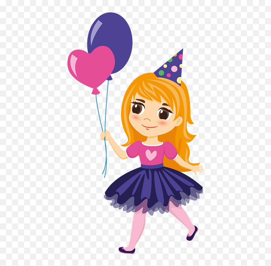 Download Birthday Girl With Balloons Clipart Hd Png - Birthday Girl Clipart Png,Balloon Clipart Png