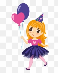 Download Birthday Girl With Balloons Clipart Hd Png - Birthday Girl Clipart Png,Balloon Clipart Png
