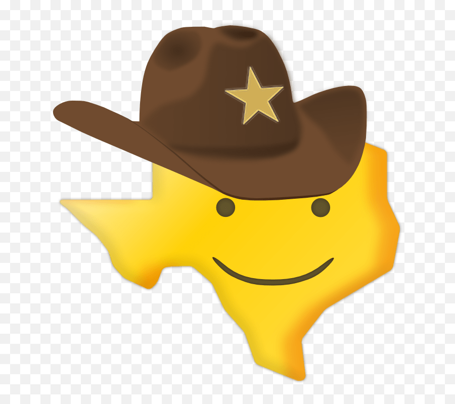 Texas Smiley Cowboy Emoji Sticker - Texas With A Cowboy Hat Png,Texas Shape Png