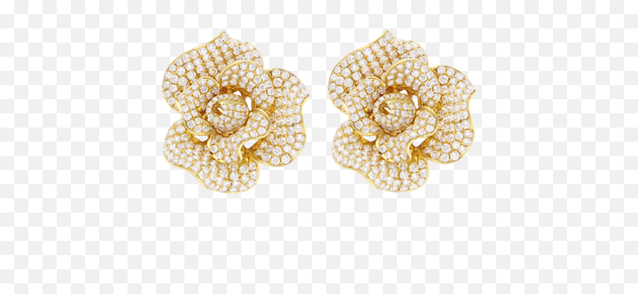 18 Karat Yellow Gold Flower Earring With Diamonds - Sparkly Png,Gold Flower Png