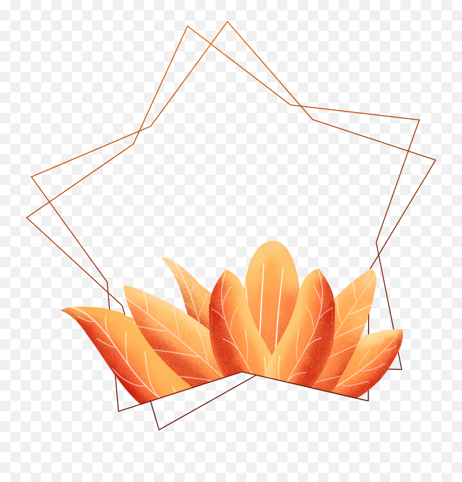 Hand Painted Border Coral Orange Leaves Plants Png Clipart - Portable Network Graphics,Leaves Border Png