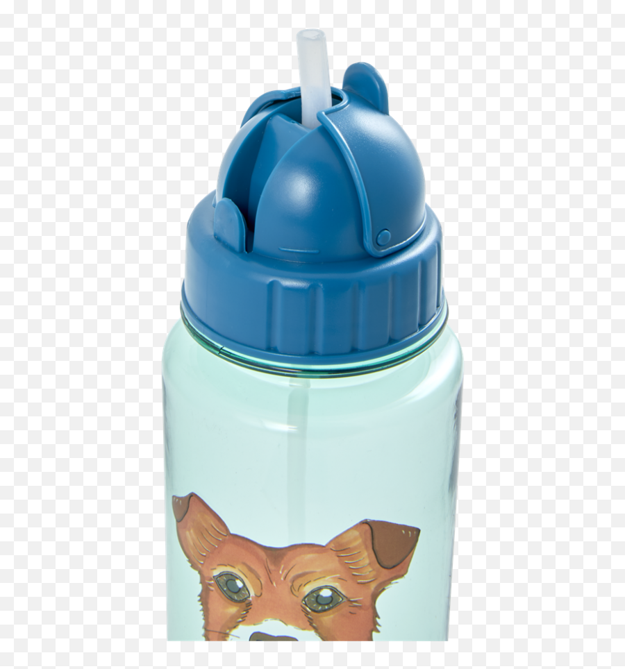 Blue With Dog Print Kids Water Bottle By Rice Dk - Drinking Bottle Green Farm Animals Print Png,Dog Print Png