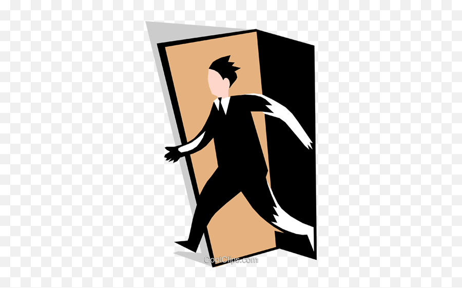 Man Walking Through Door Royalty Free Vector Clip Art - Go Through The Door Png,Doorway Png