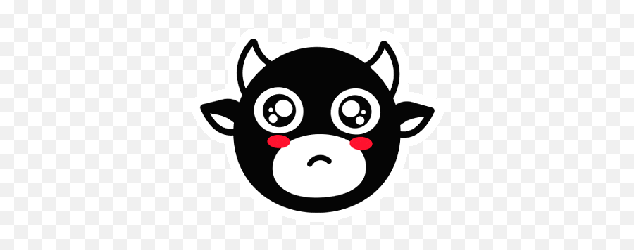 Black Cow Sticker - Black Cow Red Cheeks Discover U0026 Share Gifs Sticker Png,Cow Face Icon