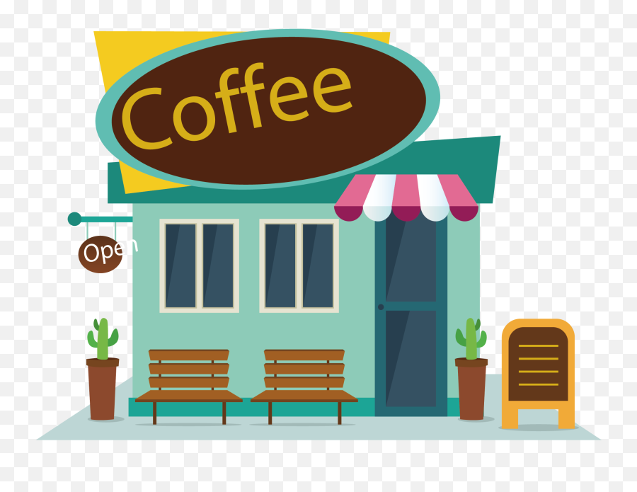 Coffee Food Fast Vector Cafe Clipart - Coffee Shop Vector Png,Map Clipart Png