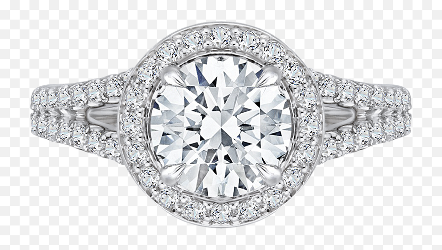 Download 14k White Gold Round Halo Diamond Engagement Ring - Engagement Ring Png,White Ring Png