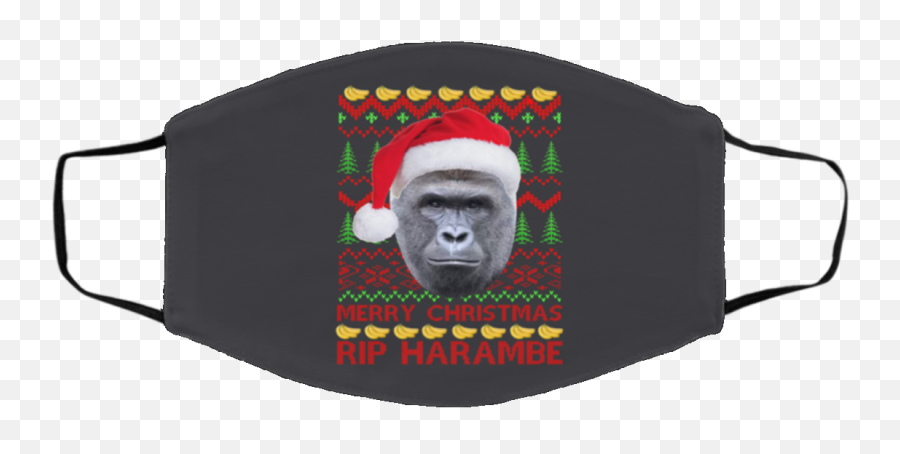 Rip Harambe Merry Ugly Christmas Face Mask - Qfinder Manchester United 2020 Crest Png,Transparent Harambe