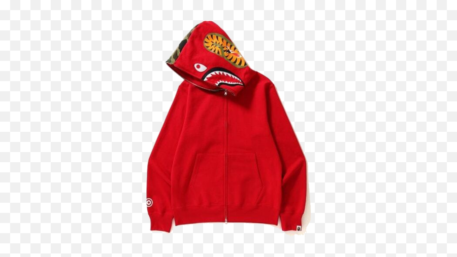 Bape Shark Full Zip Hoodie Red - Shark Full Zip Hoodie Red Png,Bape Shark Png