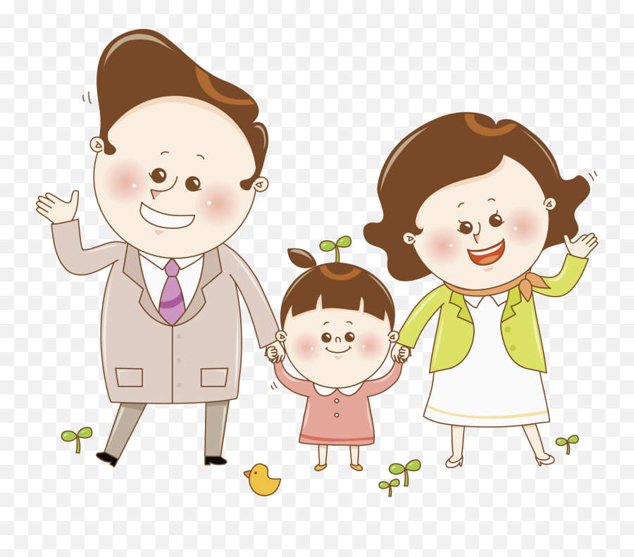 Parents Png Transparent Image - Cartoon Pic Father Mother Child,Parents Png
