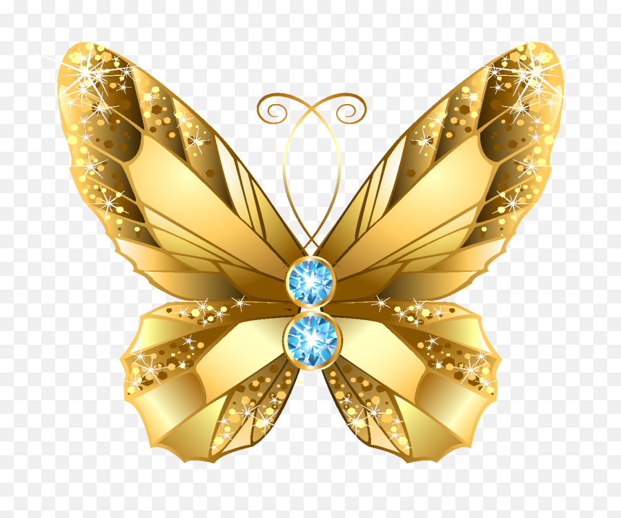Cartoon Ornate Golden Butterfly Element - Butterfly Gold Gold Golden Butterfly Png,Gold Butterfly Png