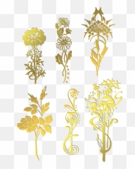 Gold Foil Flowers - Free image on Pixabay Decorative png