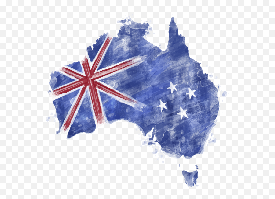 Blue Map Australia Of Watercolor Flag - Want To Move To Australia Png,Australia Flag Png