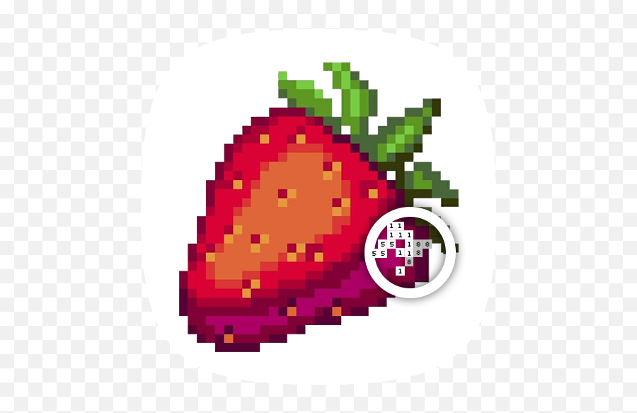 Food Color By Number Pixel Art Adult Coloring To Recolor 8bit Books And Sandbox Pages For Kids Drawing Apps - Easy Strawberry Pixel Art Png,Apple Logo Pixel Art