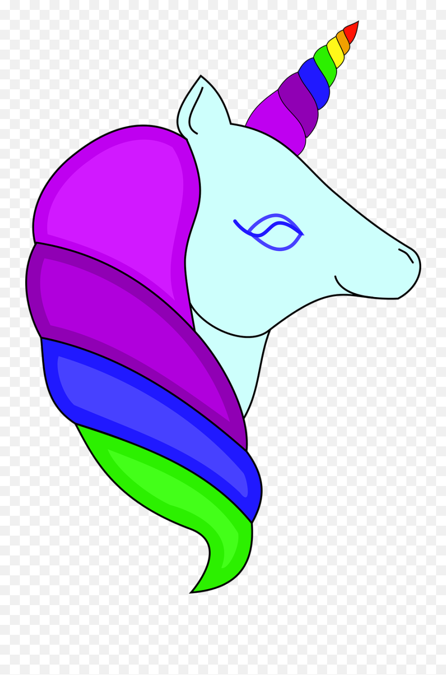 Unicorn Head Rainbow - Enhjørning Tegning Png,Unicorn Head Png
