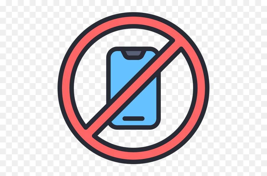 No Phone Icon Of Colored Outline Style - Available In Svg No Phone Icon Png,Blue Phone Png