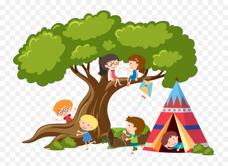 Childrens Tree Teepee Wall Sticker - Niños Jugando Arbol Dibujo Png,Teepee Png