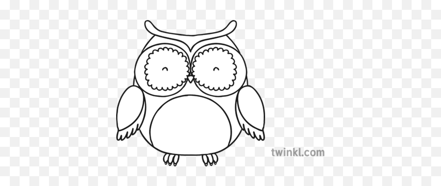 Cute Owl Blue Black And White Illustration - Twinkl 10 Rupee Coin Image Black And White Png,Cute Owl Png