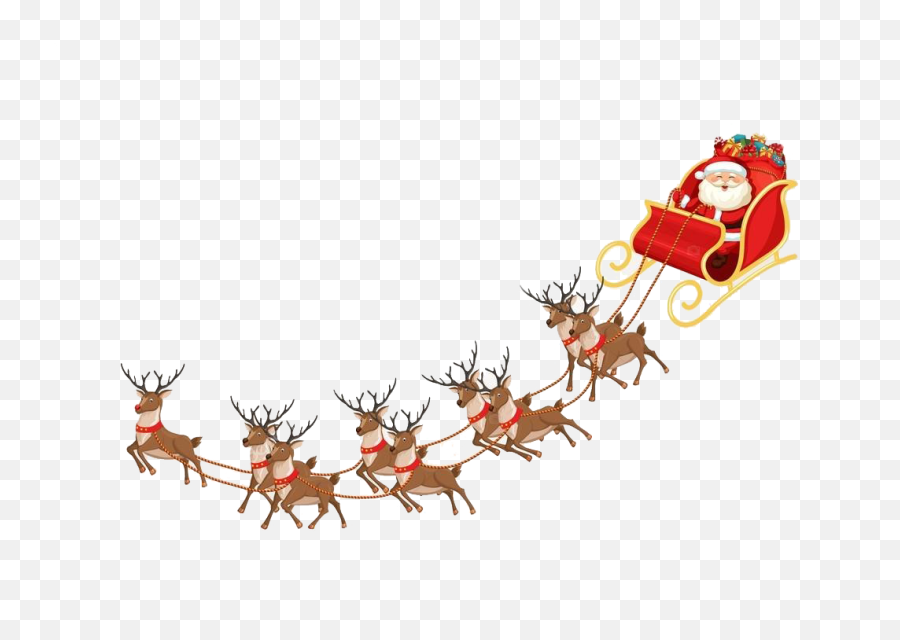 Reindeer Sleigh Png Clipart - Reindeer Sleigh Png,Reindeer Clipart Png