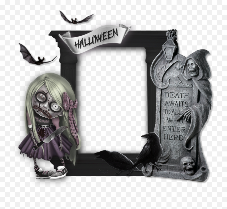 Cadre Halloween Zombie Frame - Resin Halloween Tombstones Png,Gothic Frame Png