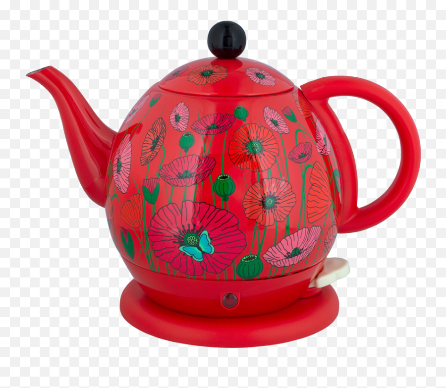 Electric Kettle With European Plug - Byzance Coquelicots Bouilloire Pylone Png,Kettle Png