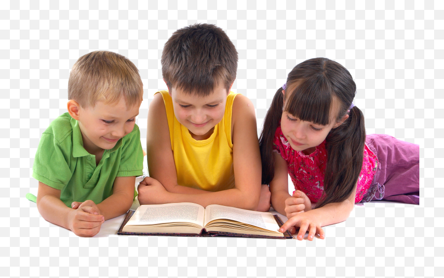 Kids Studying Png Clipart Background - Children Reading A Book,Studying Png