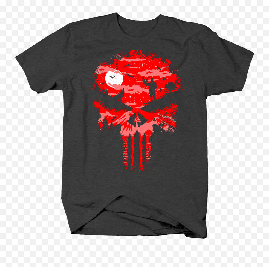 Punisher Skull With Silhouettes Nature - San Francisco Bay Bridge T Shirt Png,Punisher Png