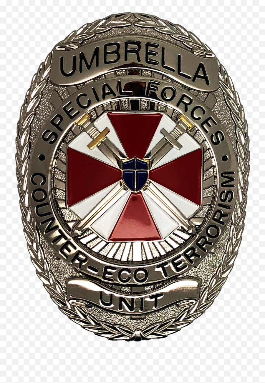 Resident Evil Umbrella Corporation Shield Badge Special Forces Counter - Eco Terrorism Unit Umbrella Corporation Logo Metal Png,Resident Evil Logo Png