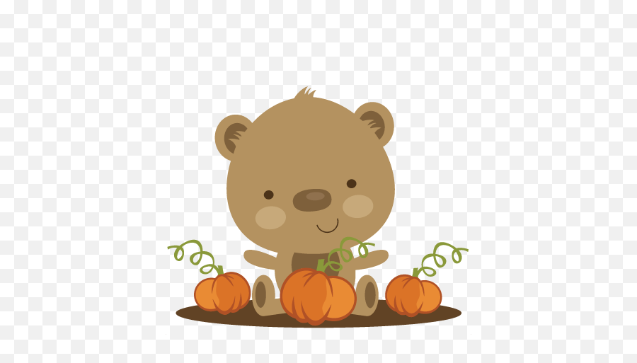 Bear In Pumpkin Patch Svg Scrapbook File Cute - Bear With Pumpkin Clip Art Png,Cute Pumpkin Png