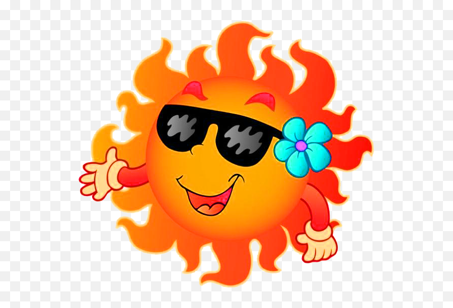 Download Summer For Sun Content Smiling Cartoon Clipart Png - Cartoon Sun And Clouds,Summer Sun Png