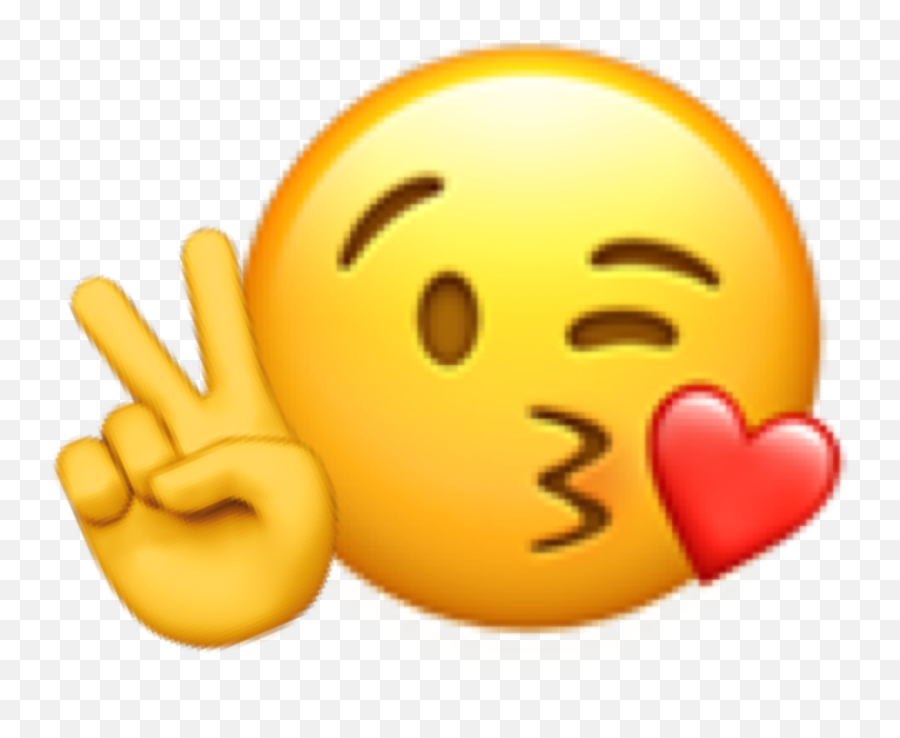 Emoji Pout Peace Sticker - Ios 13 Emojis Heart Eyes Png,Peace Emoji Png