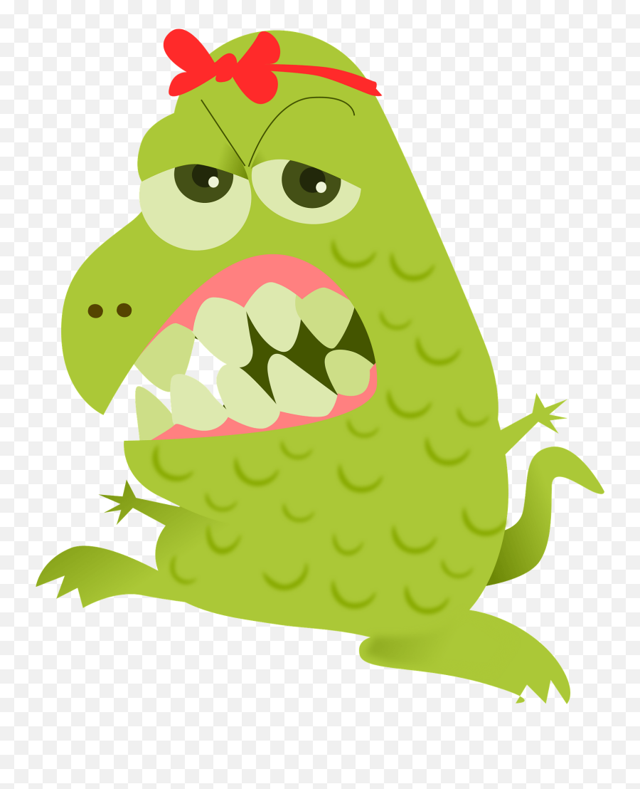 Green Monster With Big Teeth Clipart - Happy Png,Monster Teeth Png