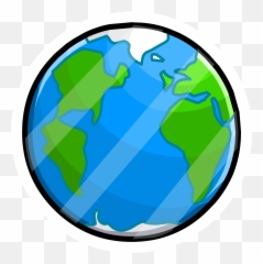 Globe Pin Icon - Club Penguin Earth Pin Full Size Png Club Penguin Earth,Penguin Icon Png